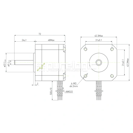Двигатель шаговый PL42H48-D5 фото