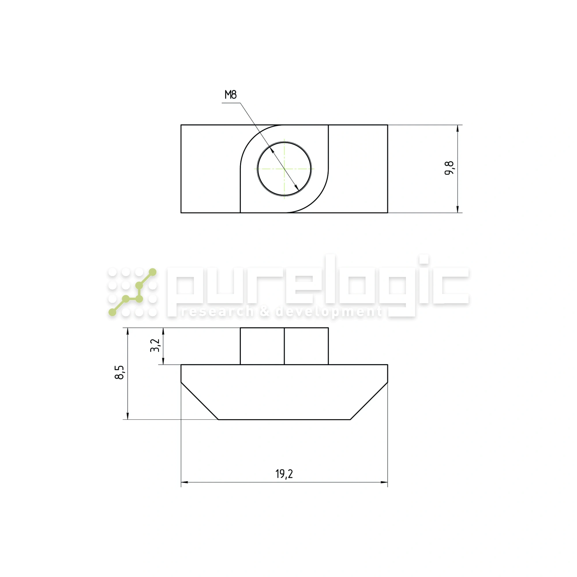 Гайка Т-образная 45TM8 33 Гайка Т-образная 45TM8 фото