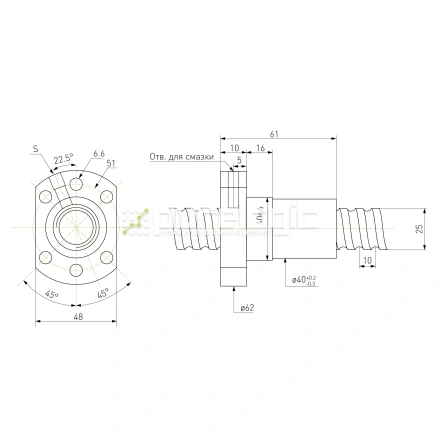 Гайка ШВП Hiwin R25-10K4-FSCDIN (BD=3.175) фото