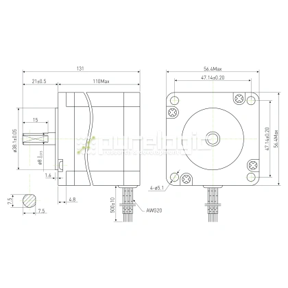 Двигатель шаговый PL57H110-D8 фото