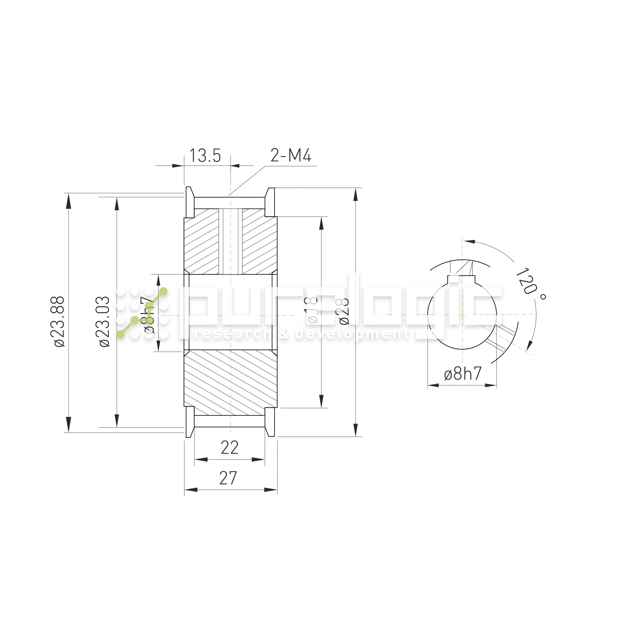 Шкив зубчатый BSY-15-T5-20-A-N8 1 278 Шкив зубчатый BSY-15-T5-20-A-N8 фото