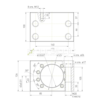 Держатель гайки ШВП MGD80 фото