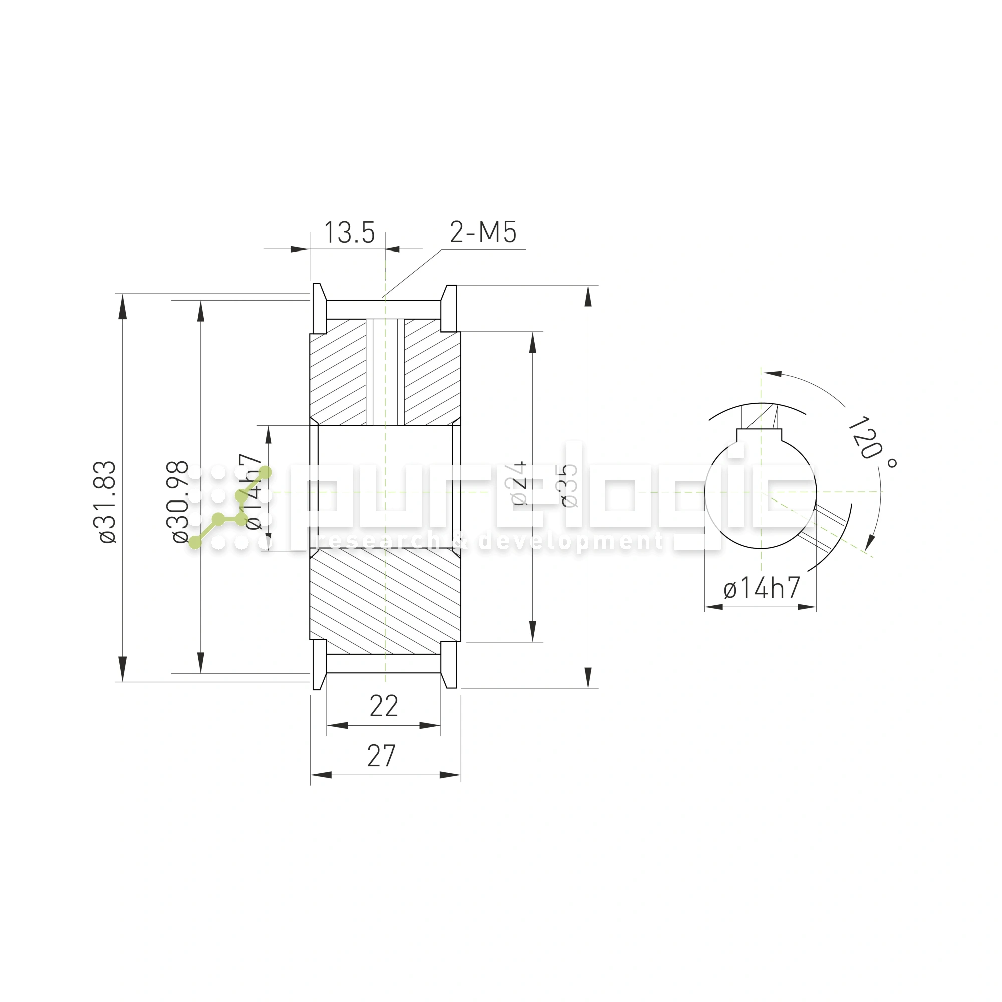 Шкив зубчатый BSY-20-T5-20-A-N14 1 353 Шкив зубчатый BSY-20-T5-20-A-N14 фото