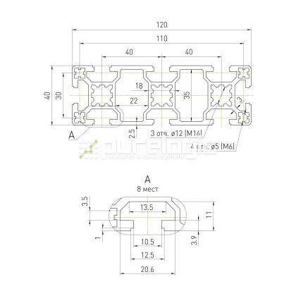 Профиль алюминиевый HXB40120BL-10 4 424 Профиль алюминиевый HXB40120BL-10 фото