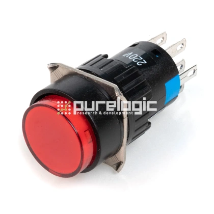 Кнопка на блок с подсветкой AD16-22AD-220V-RED фото