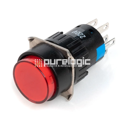 Кнопка на блок с подсветкой AD16-22AD-220V-RED фото