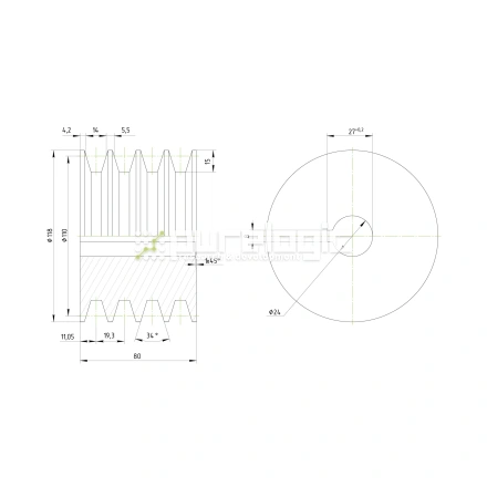 Шкив DP4B-24-120 фото