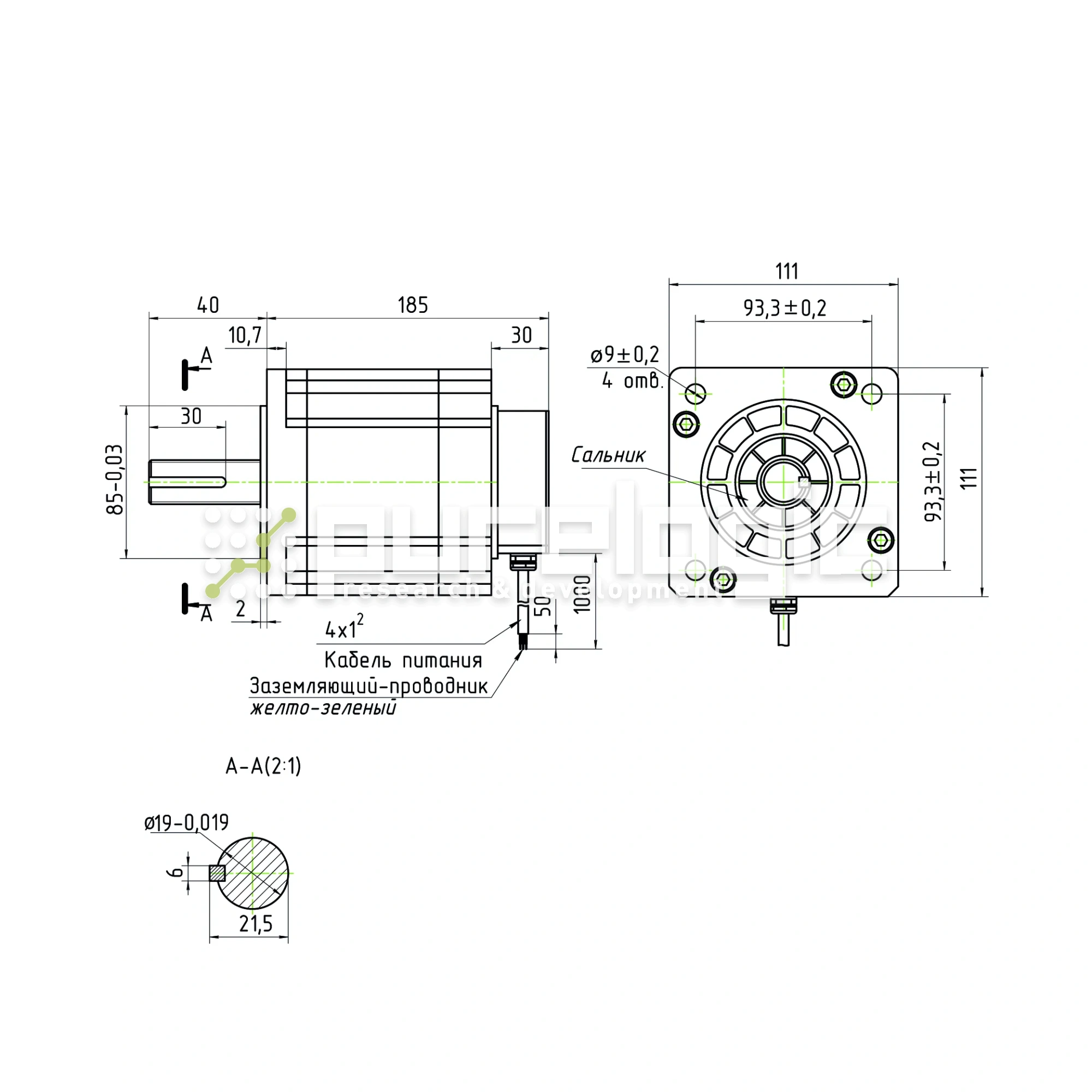 Двигатель шаговый 3PL110H185-D19K-IP65 15 853 Двигатель шаговый 3PL110H185-D19K-IP65 фото