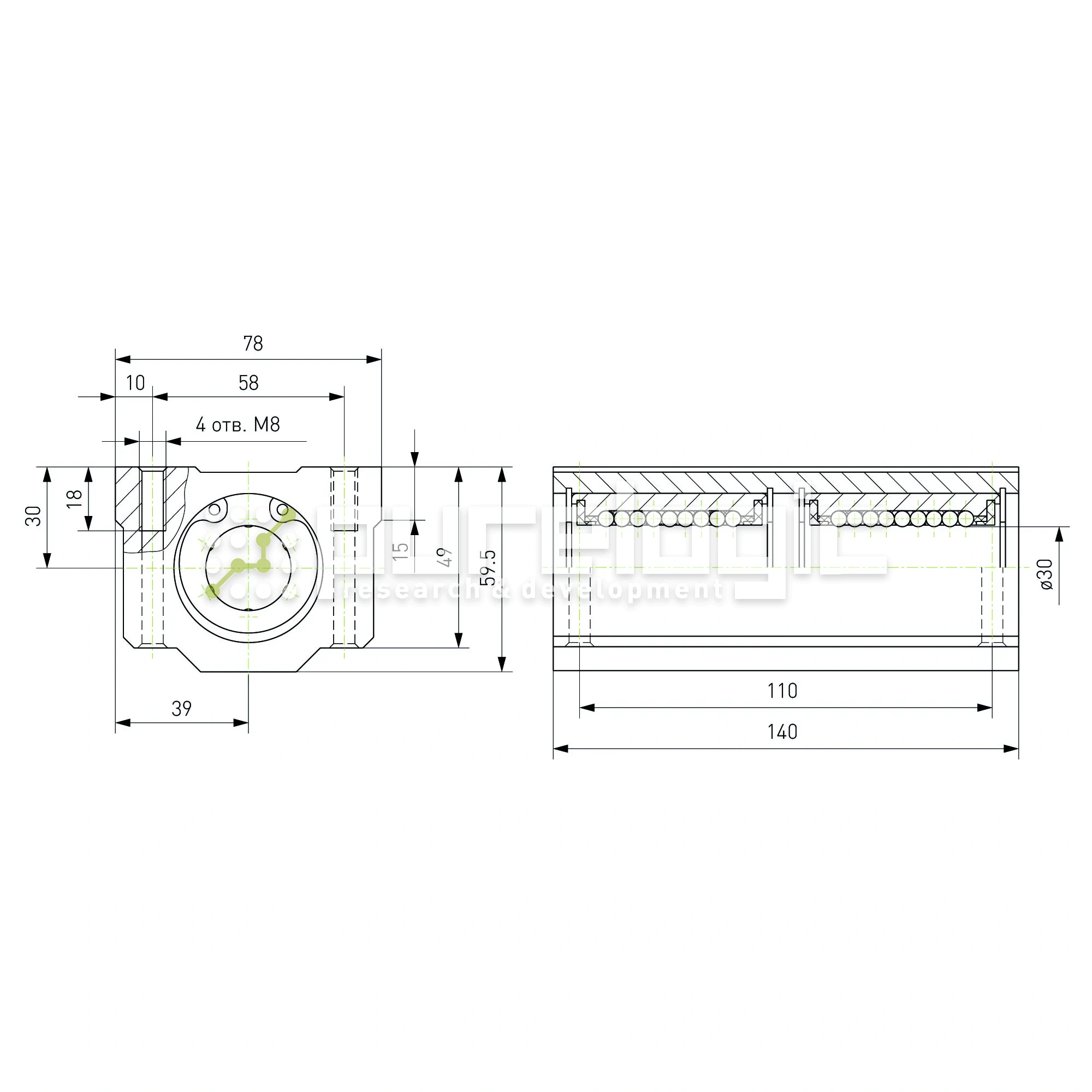 Модуль опорный удлиненный SC30L-UU 2 604 Модуль опорный удлиненный SC30L-UU фото