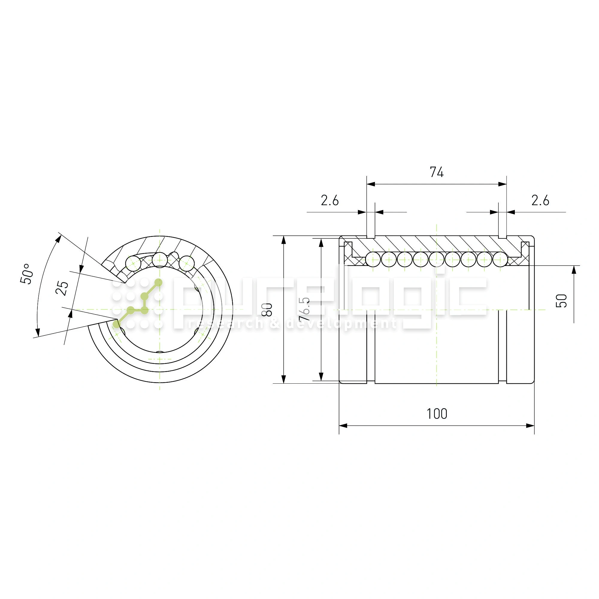 Втулка шариковая LM50-OP 3 523 Втулка шариковая LM50-OP фото