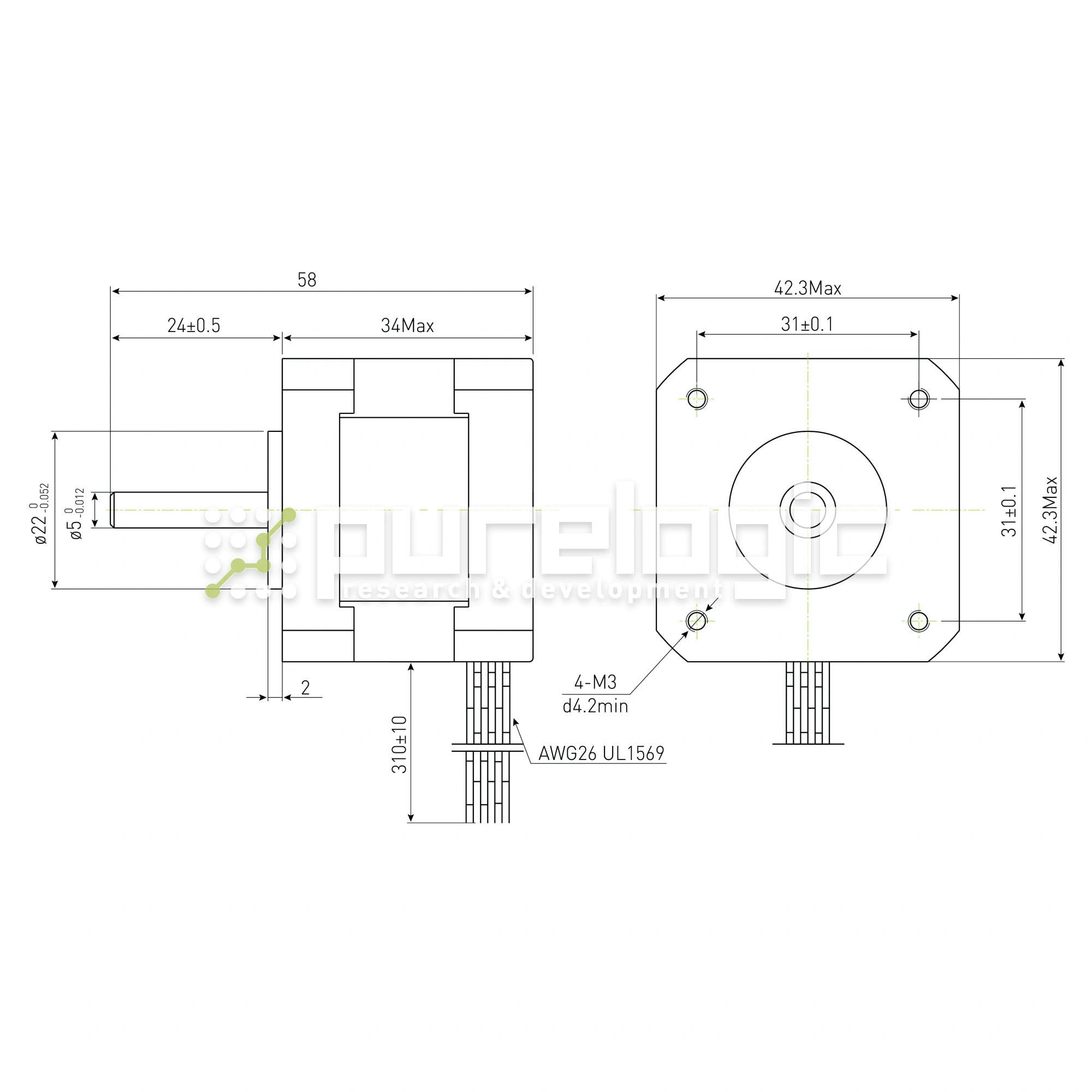 Двигатель шаговый PL42H34-D5 2 201 Двигатель шаговый PL42H34-D5 фото